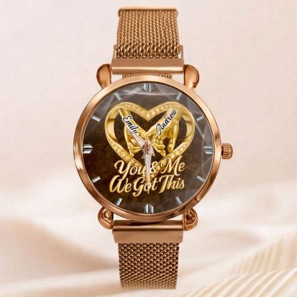 Customized Anniversary Wedding Couple Watch - Personalized Name - Gifts For Husband And Wife, Him And Her