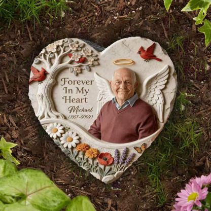 Forever In My Heart - Personalized Memorial Heart Shaped Stone