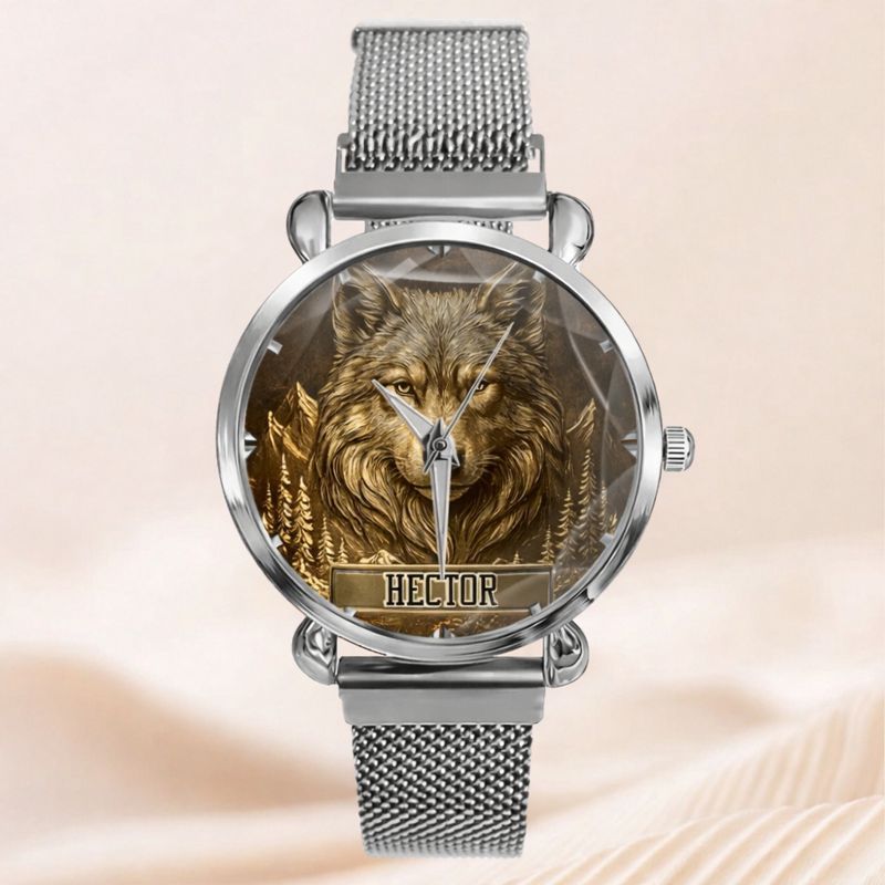 Customized Wolf Watch - Personalized Name - Gift for Wolf Lovers