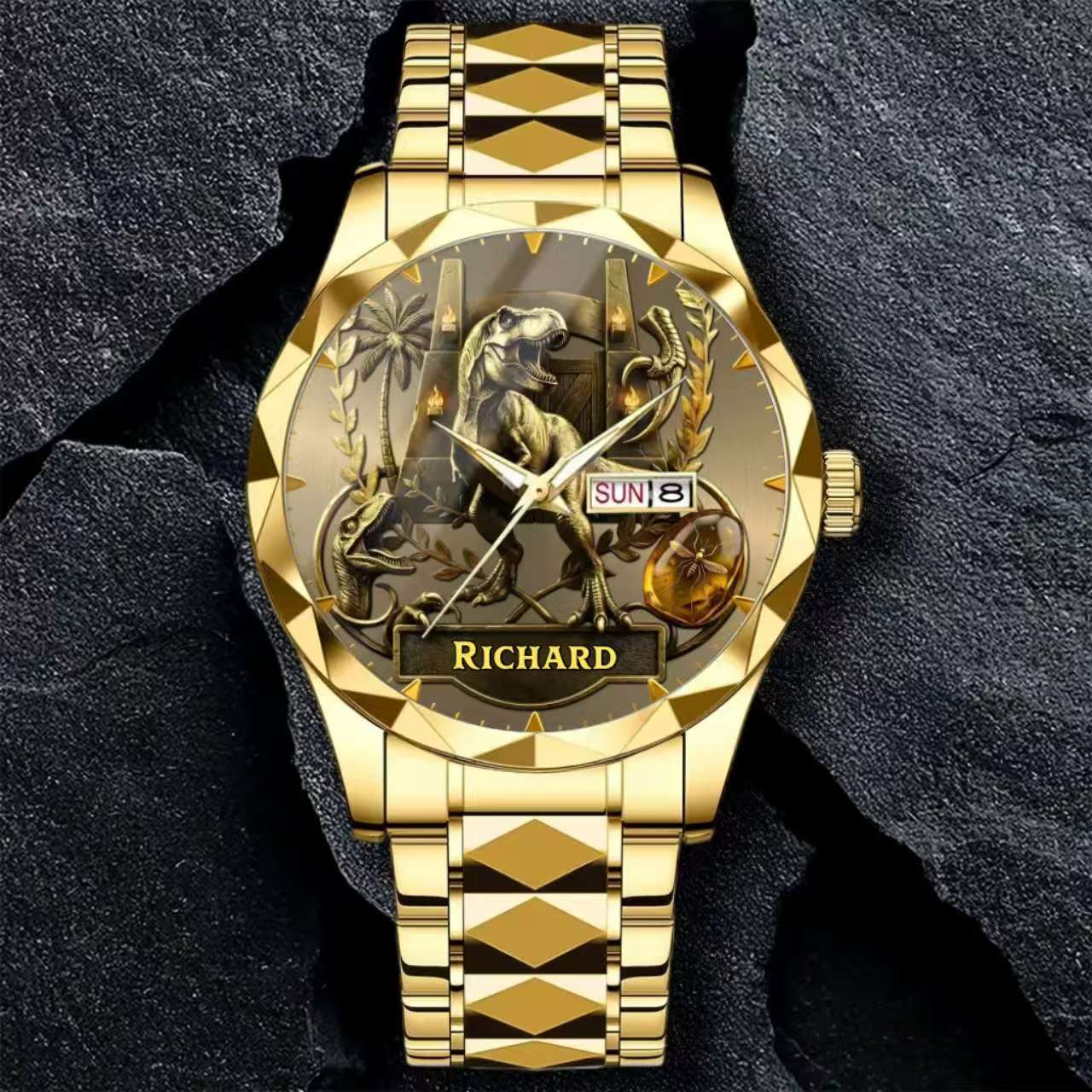 Personalized Dino Explorer T-Rex Watch – Add Your Name, Ancient World Theme
