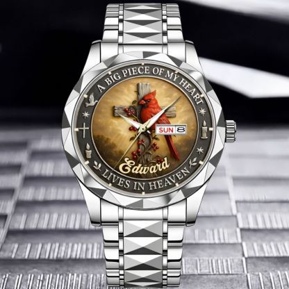 Customized Cardinal Cross Memorial Watch - Personalized Name - Gift for Family & Loved Ones