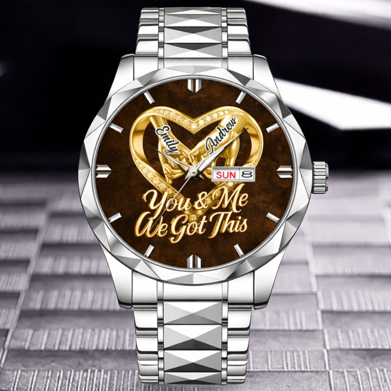 Customized Anniversary Wedding Couple Watch - Personalized Name - Gifts For Husband And Wife, Him And Her