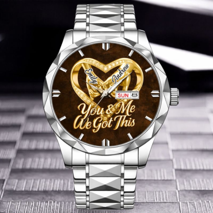 Customized Anniversary Wedding Couple Watch - Personalized Name - Gifts For Husband And Wife, Him And Her