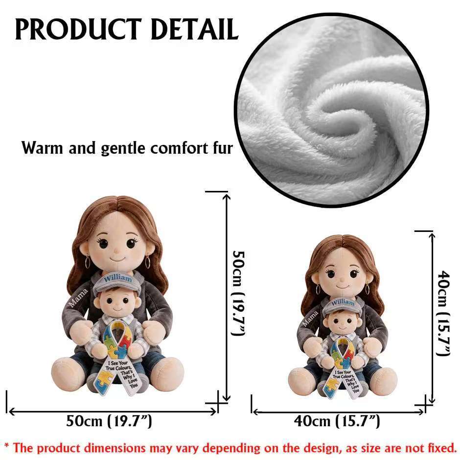 Autism Awareness Hug - Personalized Autism Awareness Faux Fur Shaped Pillow