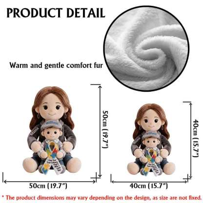 Autism Awareness Hug - Personalized Autism Awareness Faux Fur Shaped Pillow