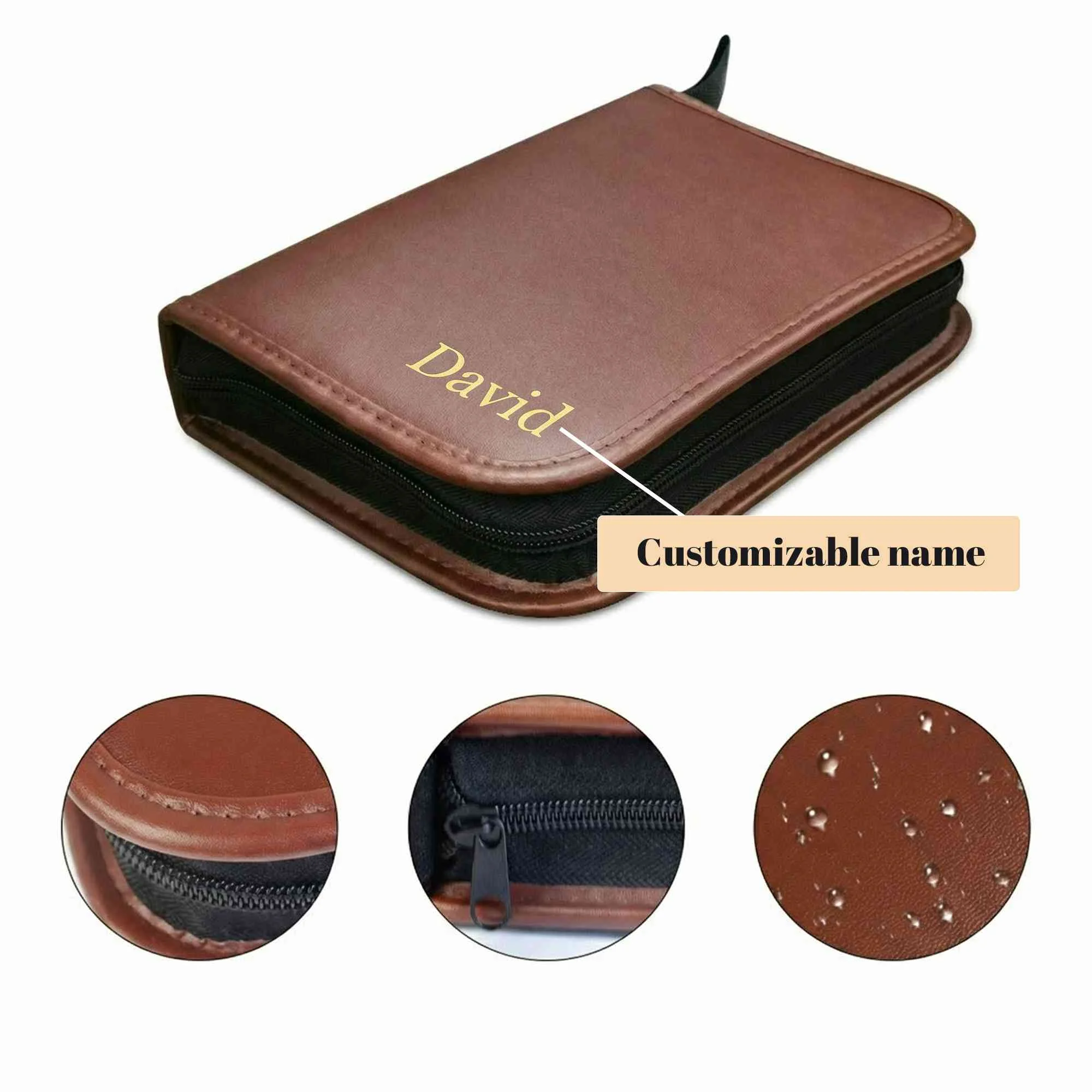Personalized Leather Golf Accessories Case, Custom Name Golf Gift for Men, Dad, Husband & Golfers, Portable All-in-One Golf Organizer Travel Kit