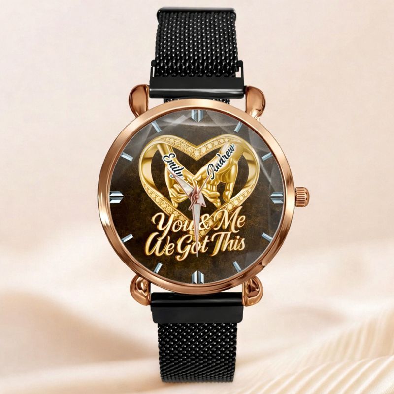 Customized Anniversary Wedding Couple Watch - Personalized Name - Gifts For Husband And Wife, Him And Her
