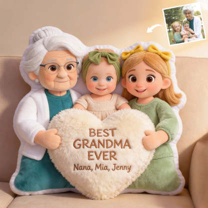 Best Grandma Ever - Personalized Grandma Faux Fur Shaped Pillow