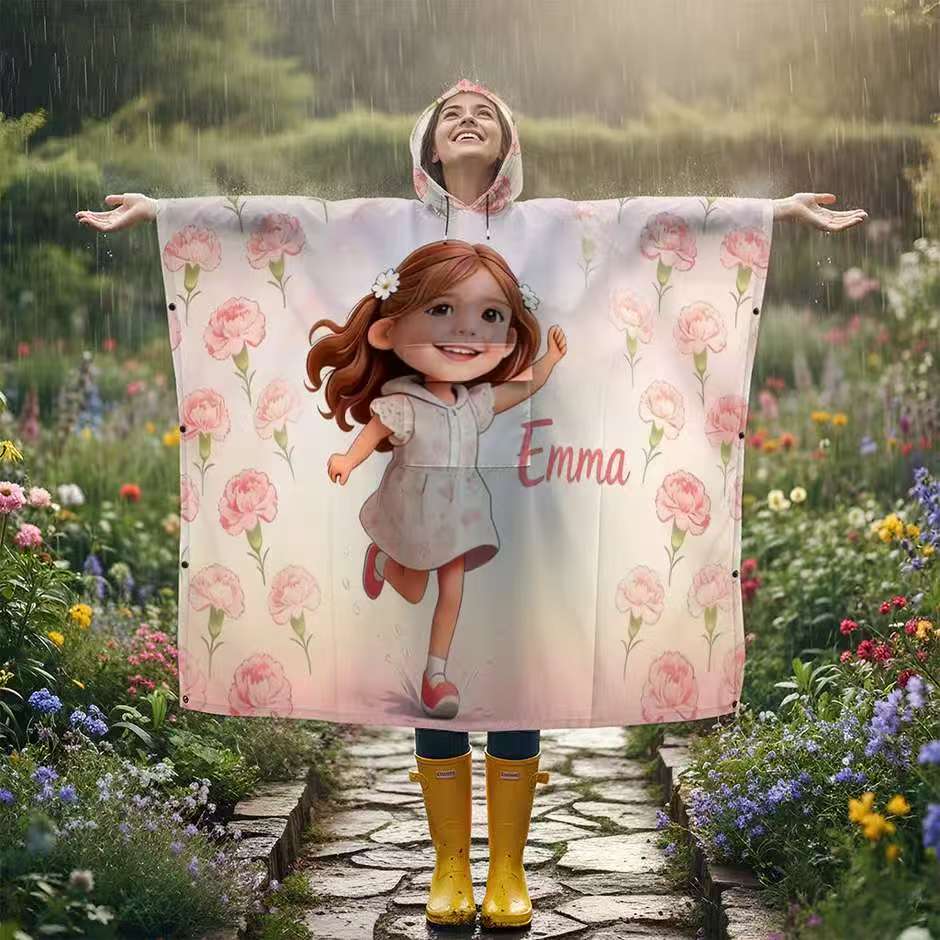Any Photo Perfect Gift For Kids - Personalized Kid Rain Poncho Coat