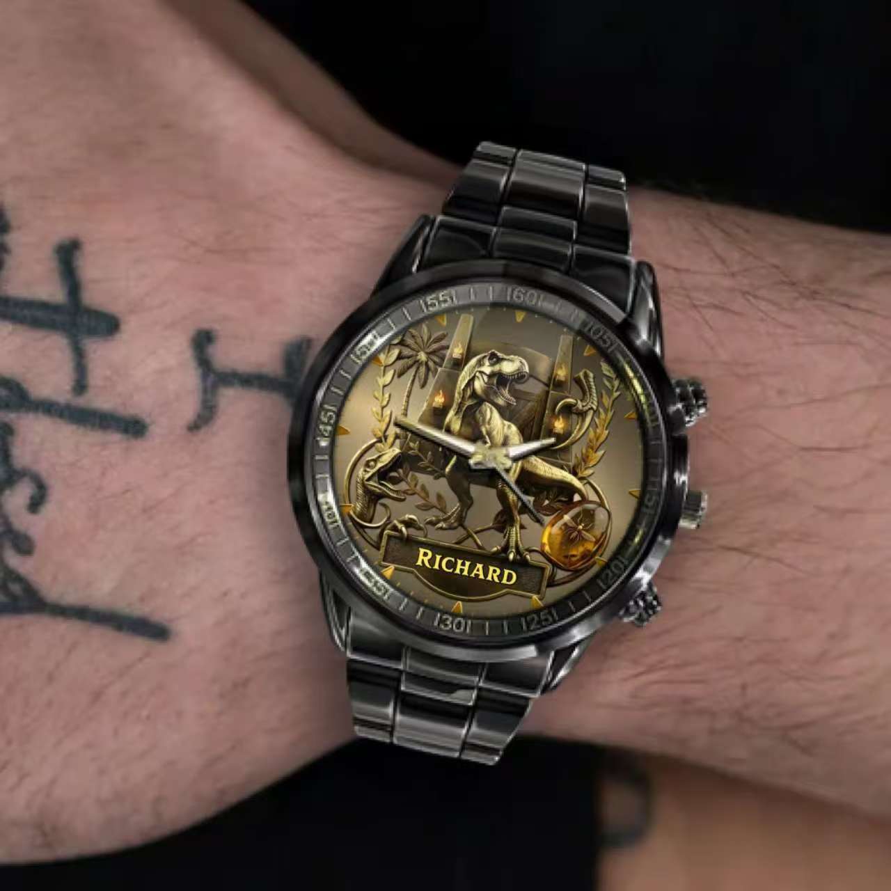 Personalized Dino Explorer T-Rex Watch – Add Your Name, Ancient World Theme