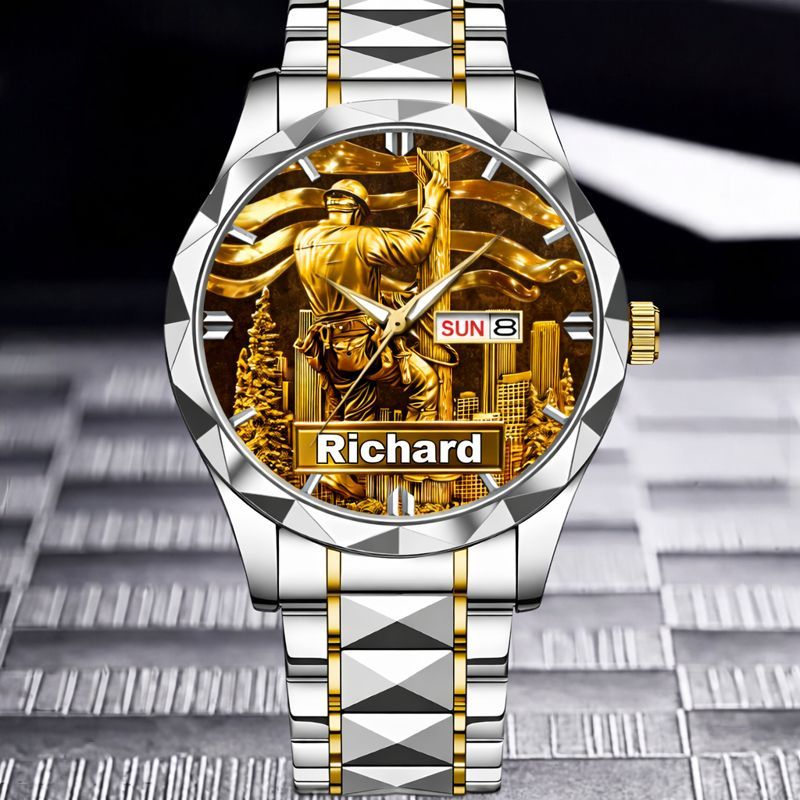 Lineworker Pride Customized Watch – Personalized Name - Gift For Lineworkers