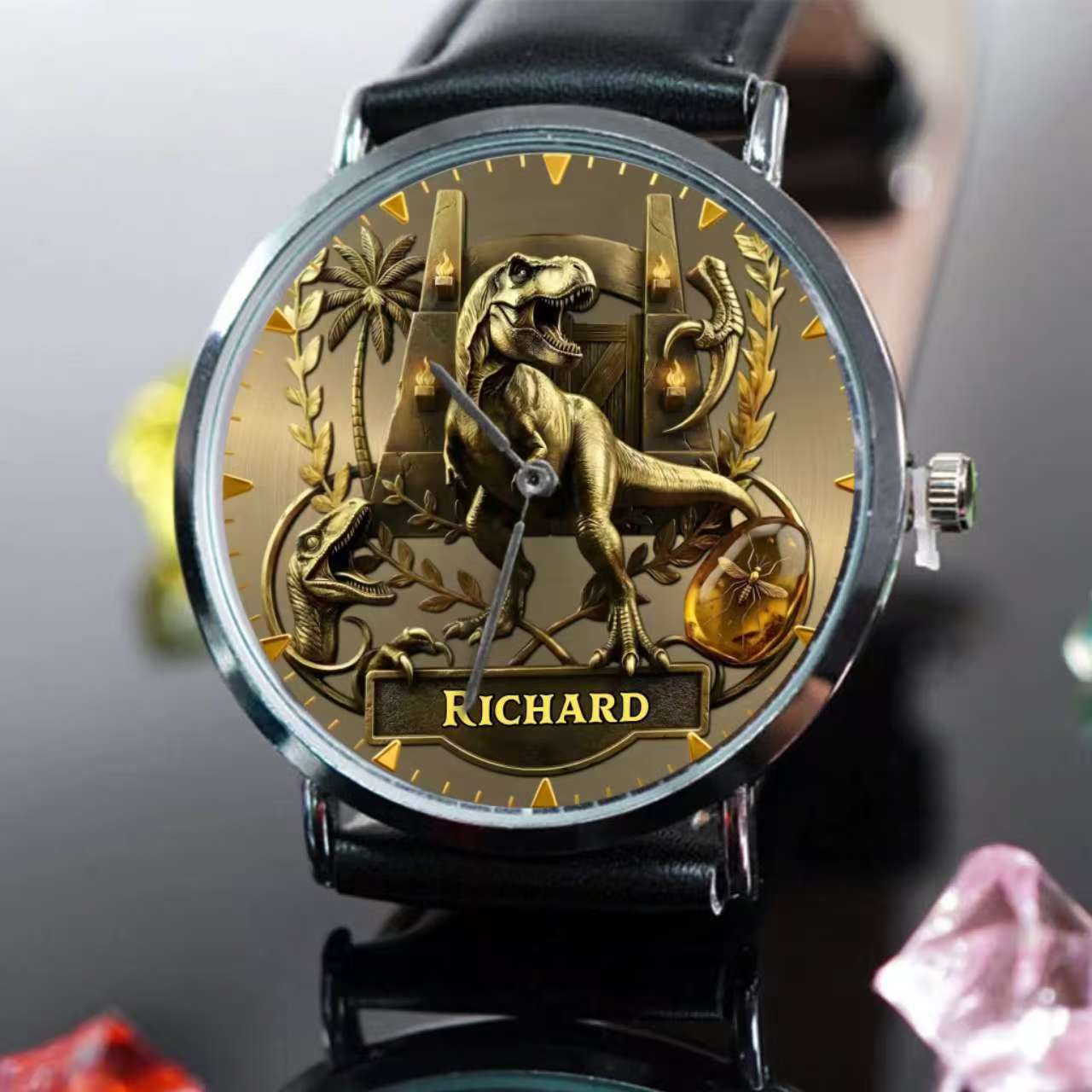 Personalized Dino Explorer T-Rex Watch – Add Your Name, Ancient World Theme