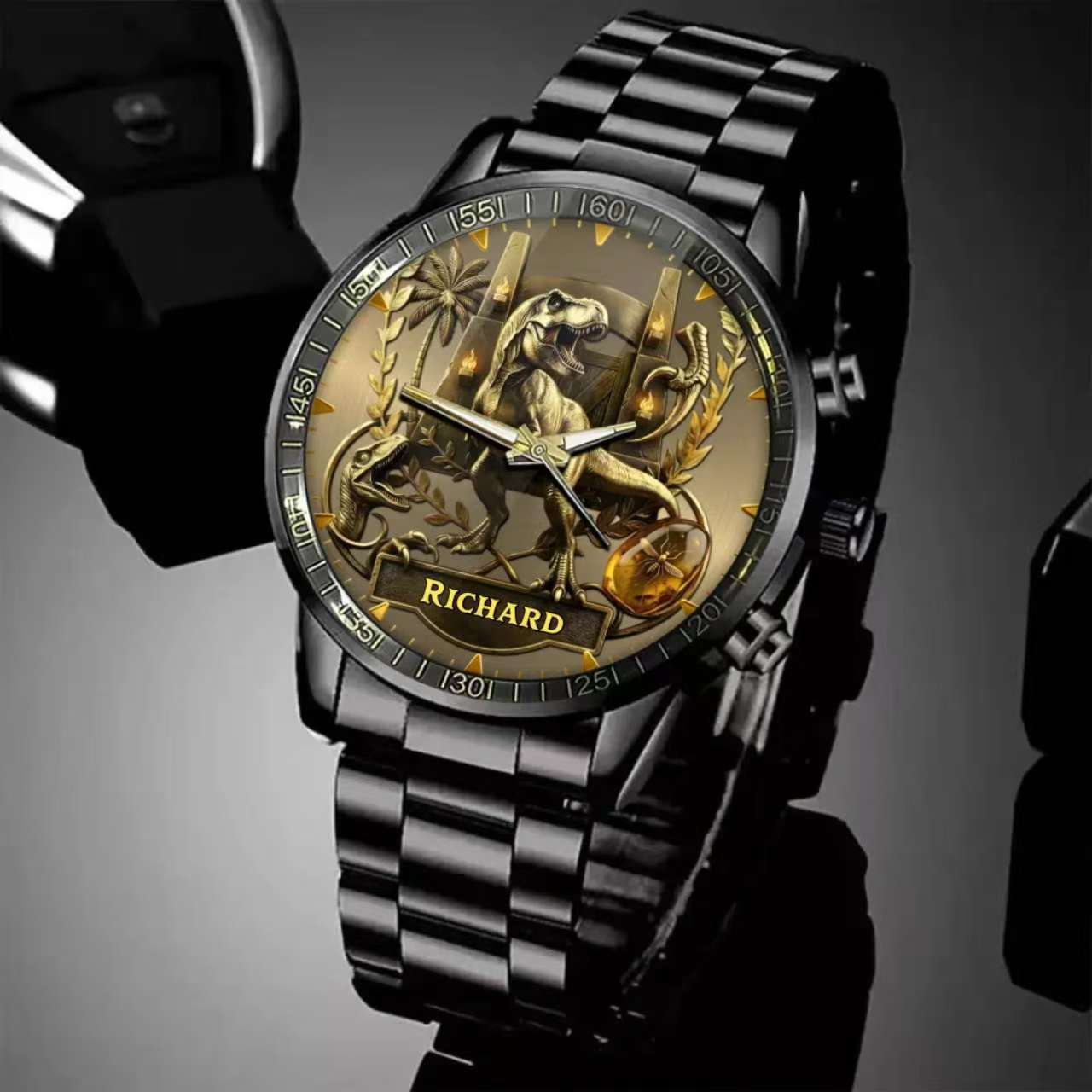 Personalized Dino Explorer T-Rex Watch – Add Your Name, Ancient World Theme