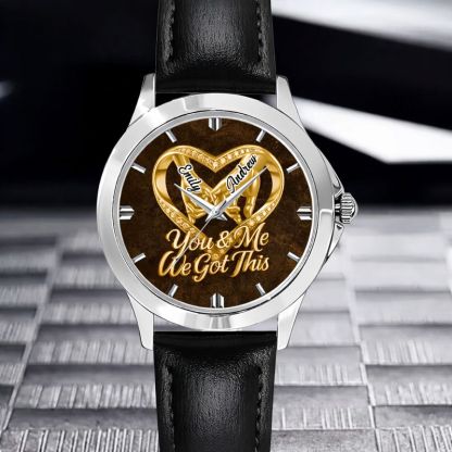 Customized Anniversary Wedding Couple Watch - Personalized Name - Gifts For Husband And Wife, Him And Her