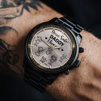 Drive Safe Grandpa Daddy Customized Watch - Personalized Name - Gift For Grandpa, Daddy