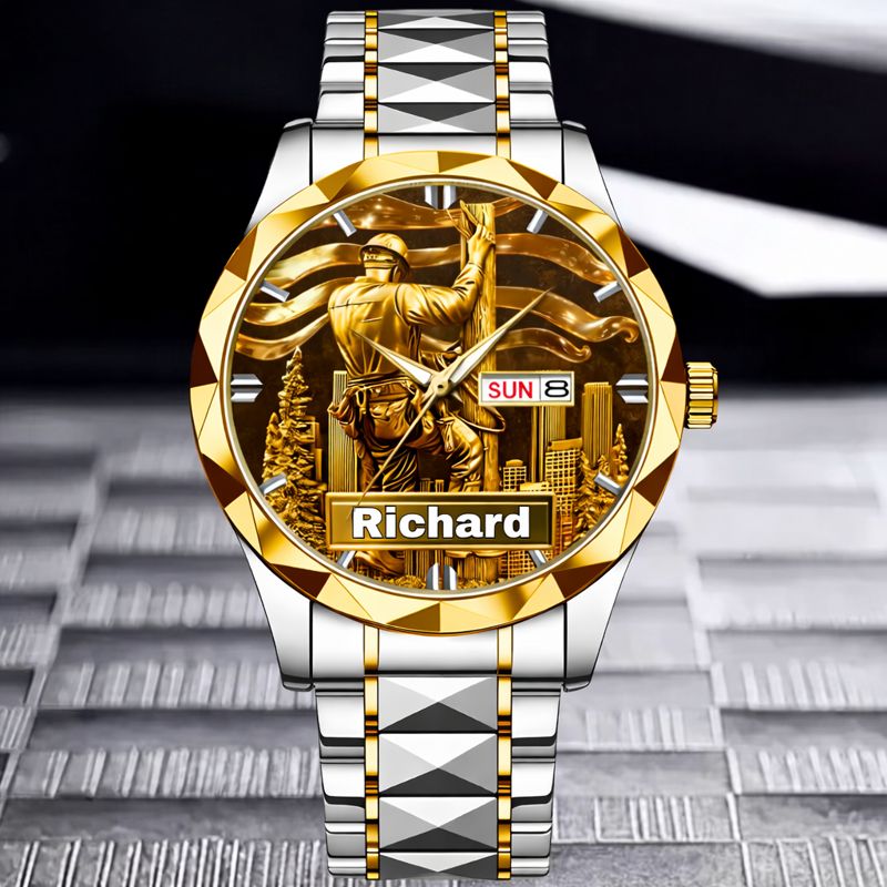 Lineworker Pride Customized Watch – Personalized Name - Gift For Lineworkers