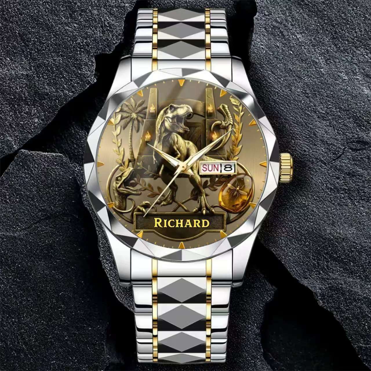 Personalized Dino Explorer T-Rex Watch – Add Your Name, Ancient World Theme