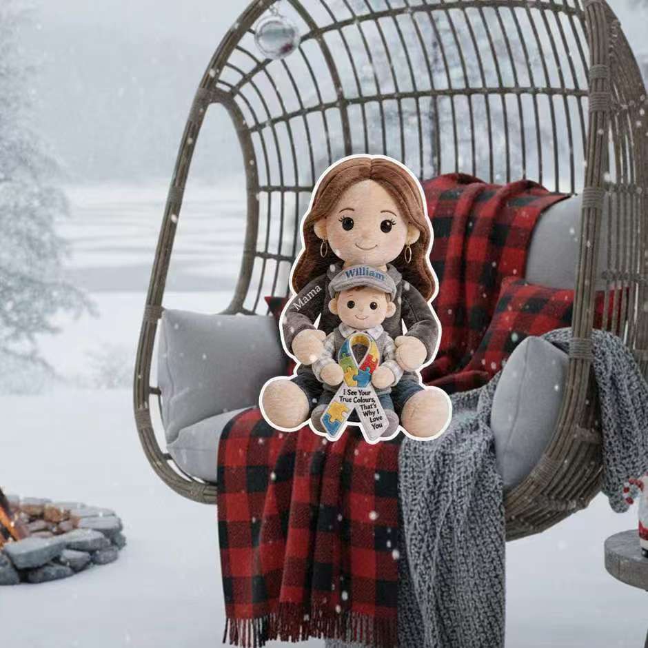 Autism Awareness Hug - Personalized Autism Awareness Faux Fur Shaped Pillow