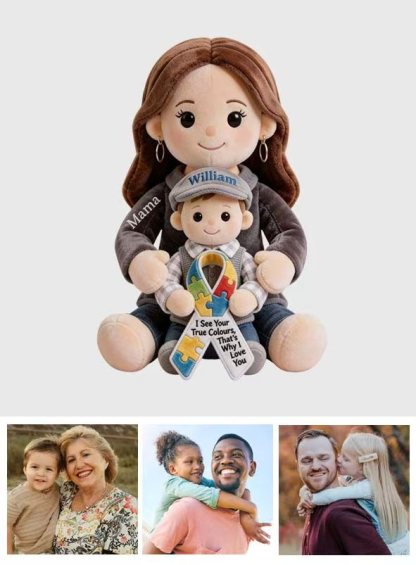 Autism Awareness Hug - Personalized Autism Awareness Faux Fur Shaped Pillow