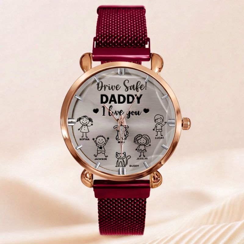 Drive Safe Grandpa Daddy Customized Watch - Personalized Name - Gift For Grandpa, Daddy