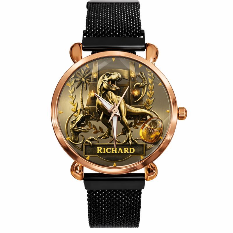 Personalized Dino Explorer T-Rex Watch – Add Your Name, Ancient World Theme