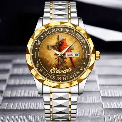 Customized Cardinal Cross Memorial Watch - Personalized Name - Gift for Family & Loved Ones
