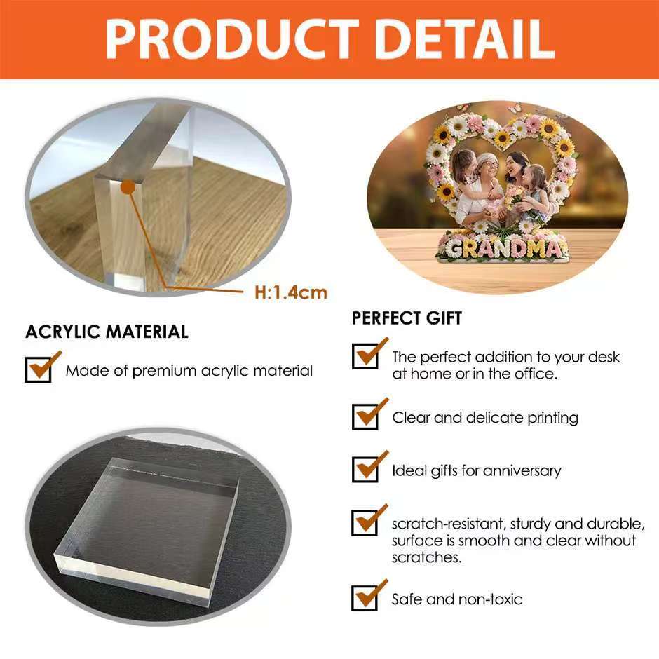 Love Mom, Grandma Gift - Personalized Mother Custom Shaped Acrylic Plaque