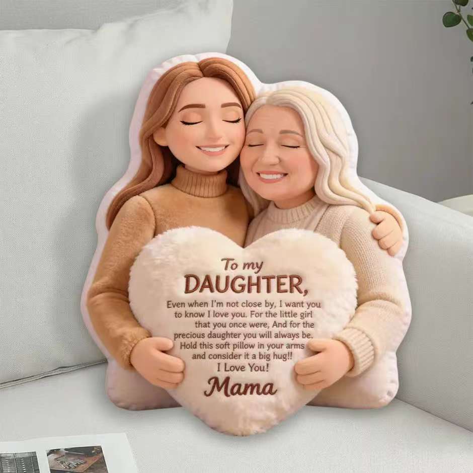 To My Daughter - Personalized Mother Faux Fur Shaped Pillow