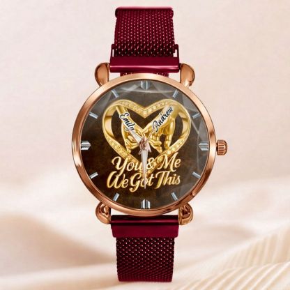 Customized Anniversary Wedding Couple Watch - Personalized Name - Gifts For Husband And Wife, Him And Her