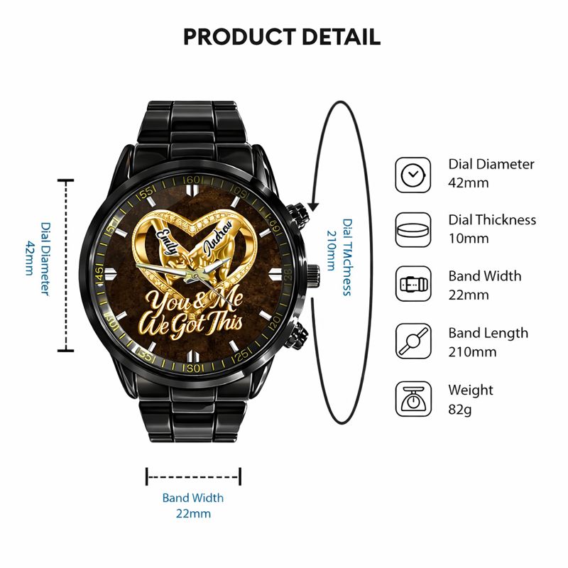 Customized Anniversary Wedding Couple Watch - Personalized Name - Gifts For Husband And Wife, Him And Her