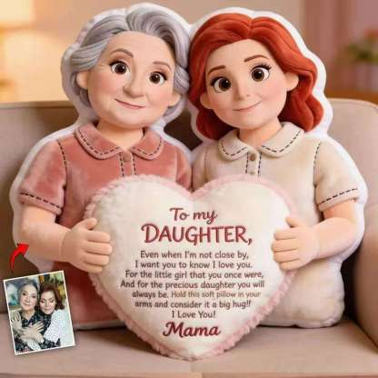 To My Daughter - Personalized Mother Faux Fur Shaped Pillow