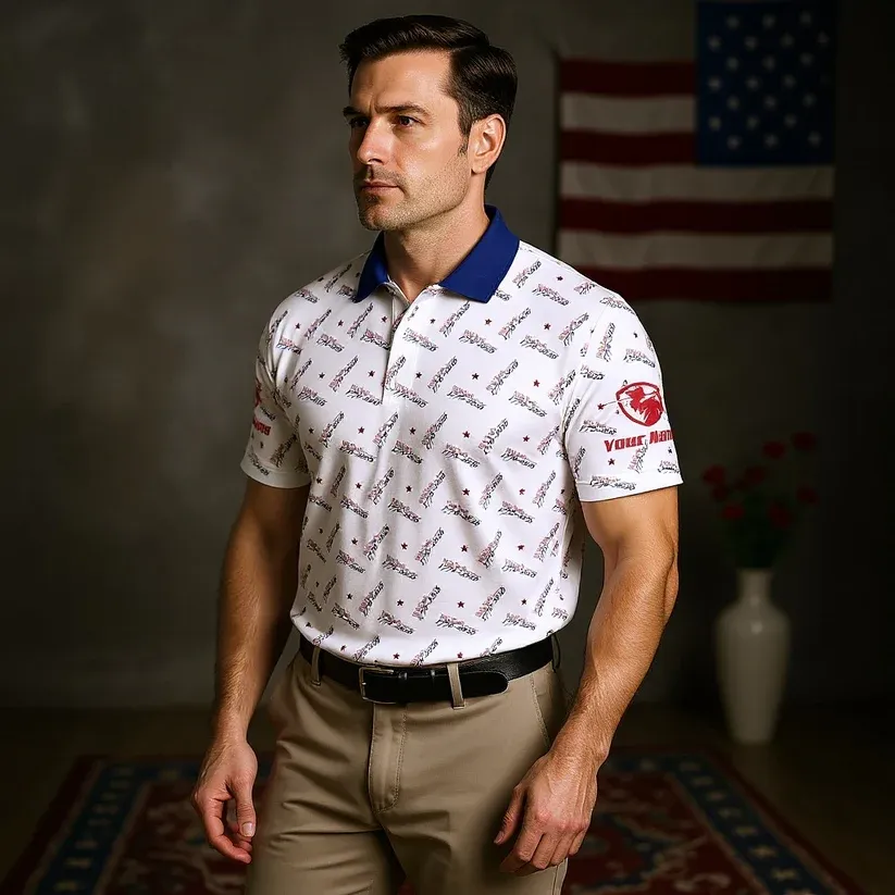 We The People 1776-2026 White Golf Shirt, 250th Anniversary Patriotic Golf Shirt, Golf Shirts For Men, Polo For Men
