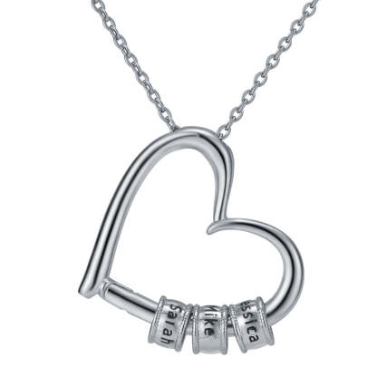 Heart of Our Family Necklace with Names Engraving & Forever Rose Box