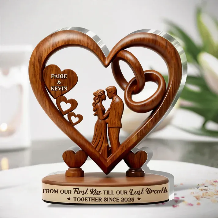 From Our First Kiss Till Our Last Breath - Personalized Custom Shaped Squared Acrylic Plaque