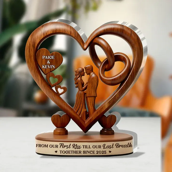 From Our First Kiss Till Our Last Breath - Personalized Custom Shaped Squared Acrylic Plaque