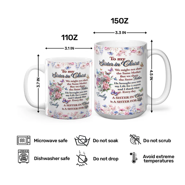 To My Sister In Christ - Personalized Ceramic Coffee Mug