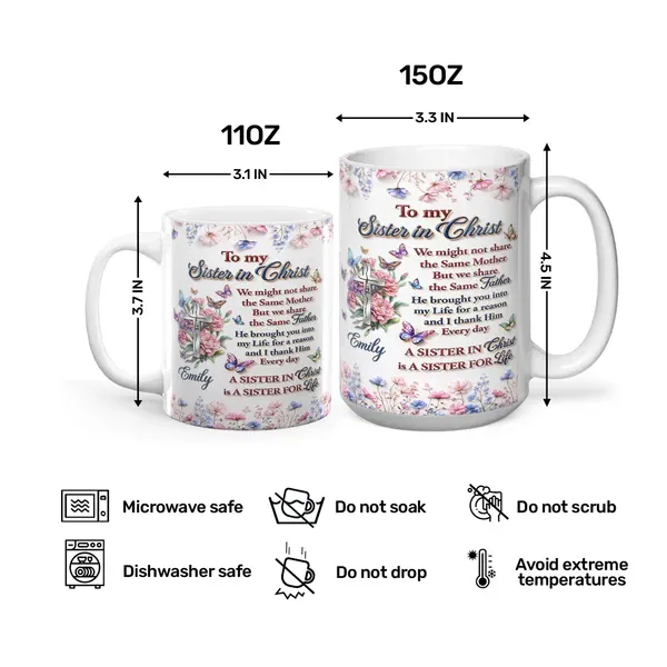 To My Sister In Christ - Personalized Ceramic Coffee Mug
