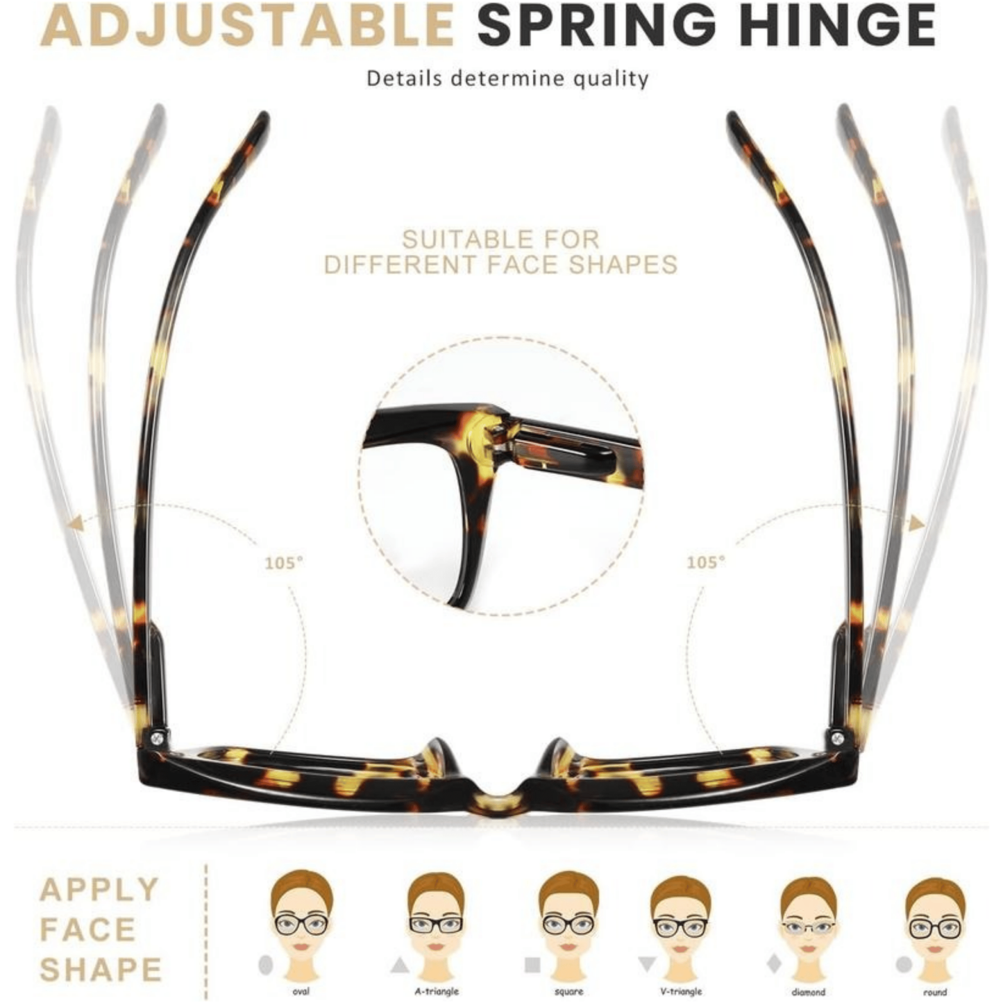 🔥Hot Sale-✨👓3 Pack Tortoiseshell Reading Glasses – Blue Light Blocking Oversized Square Readers