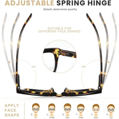 🔥Hot Sale-✨👓3 Pack Tortoiseshell Reading Glasses – Blue Light Blocking Oversized Square Readers