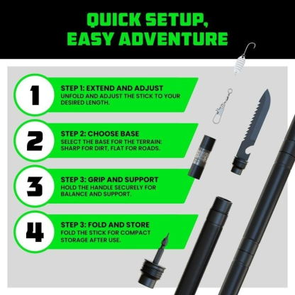 Tactical Hiking Stick w/ Integrated Survival Kit