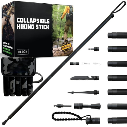 Tactical Hiking Stick w/ Integrated Survival Kit