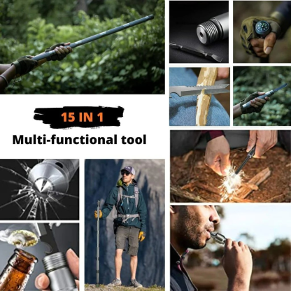 Tactical Hiking Stick w/ Integrated Survival Kit