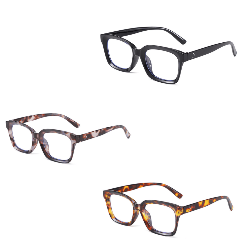 🔥Hot Sale-✨👓3 Pack Tortoiseshell Reading Glasses – Blue Light Blocking Oversized Square Readers