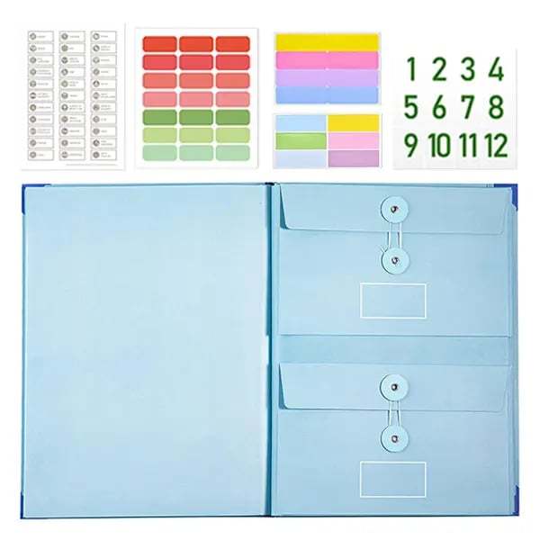 Accordion File Organizer Manila Pocket Document Folder for Passports, Birth Certificates & Important Papers, Office & Home Storage