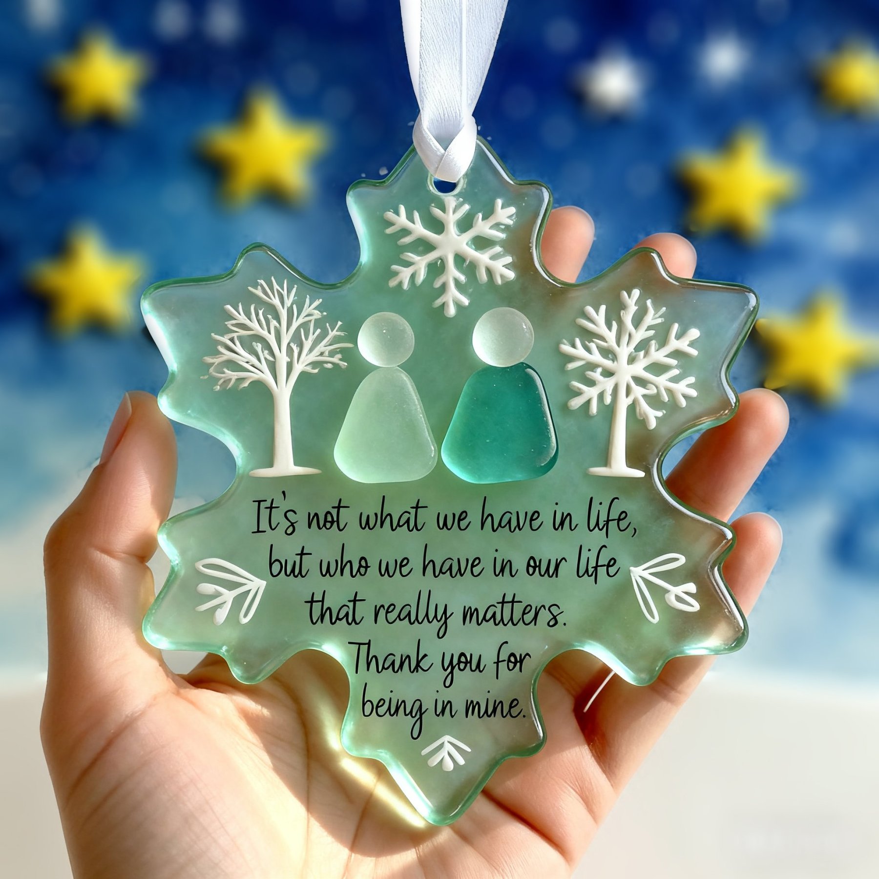 🎄Last Day 49%OFF! 🌊Handmade Snowflake-Shaped Sea Glass Thank You Keepsake❄