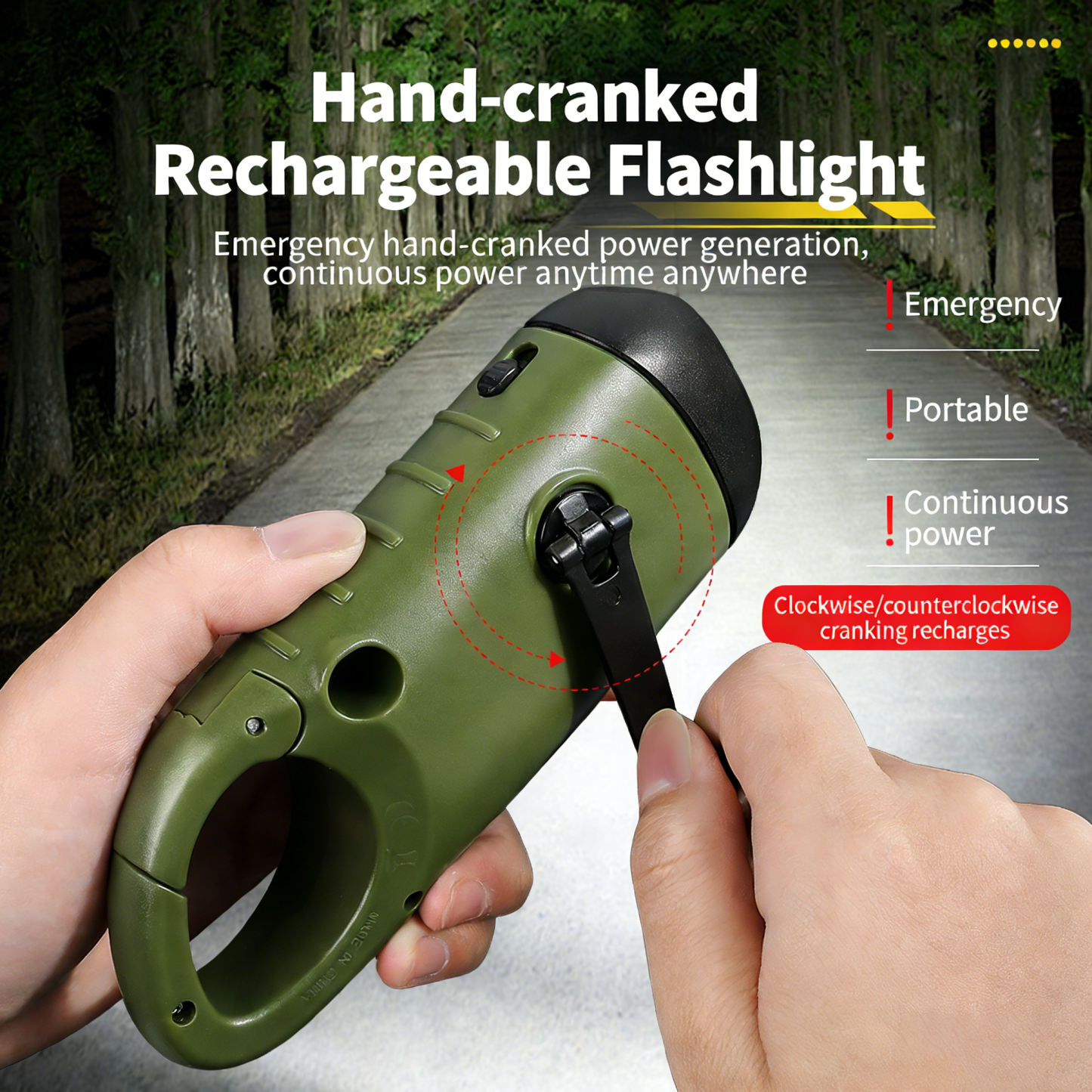 Solar & Hand-Crank Emergency Flashlight