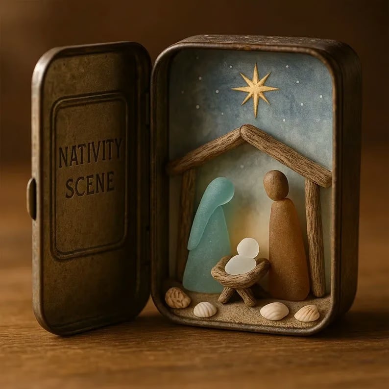 🔥LAST DAY 50% OFF - 💞Delicate Sea Glass Nativity Scene - A Portable Heirloom