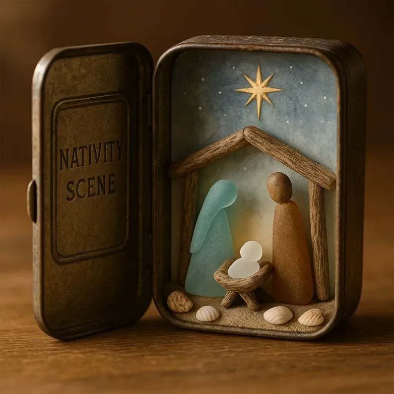 🔥LAST DAY 50% OFF - 💞Delicate Sea Glass Nativity Scene - A Portable Heirloom