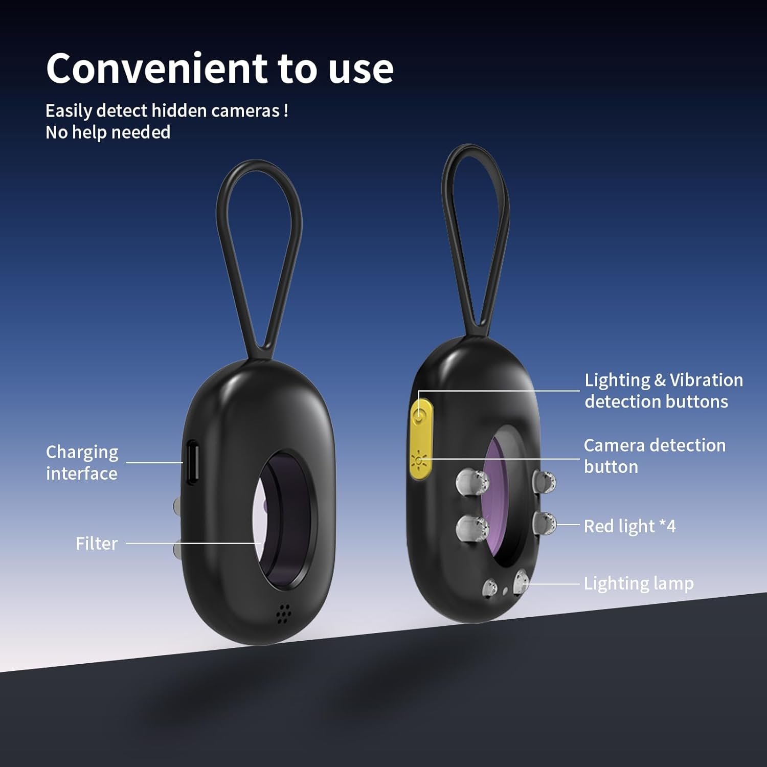 ✨️Hidden Camera Detector,Anti-spy Camera Detector and Hidden Insect Detector,with Vibration Alarm and LED Flashlight,Suitable for Travel,Hotels,Homes and Offices