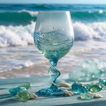 🌊✨ Handcrafted Ocean Wave Crystal Stemware – Sip the Serenity of the Sea 🥂💙 Perfect Gift for Every Celebration! 🎁